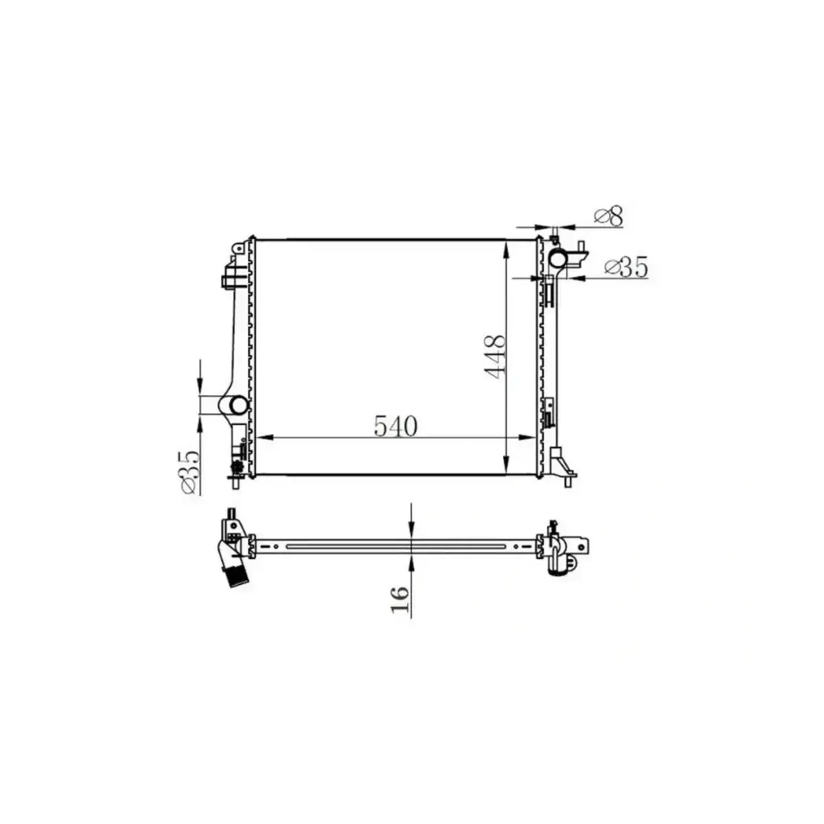 214105169R RADYATOR MEGANE IV 1.5 DCI 1.2TCE 1.6 16V (AC+MEK) (540x448x16) ORIS