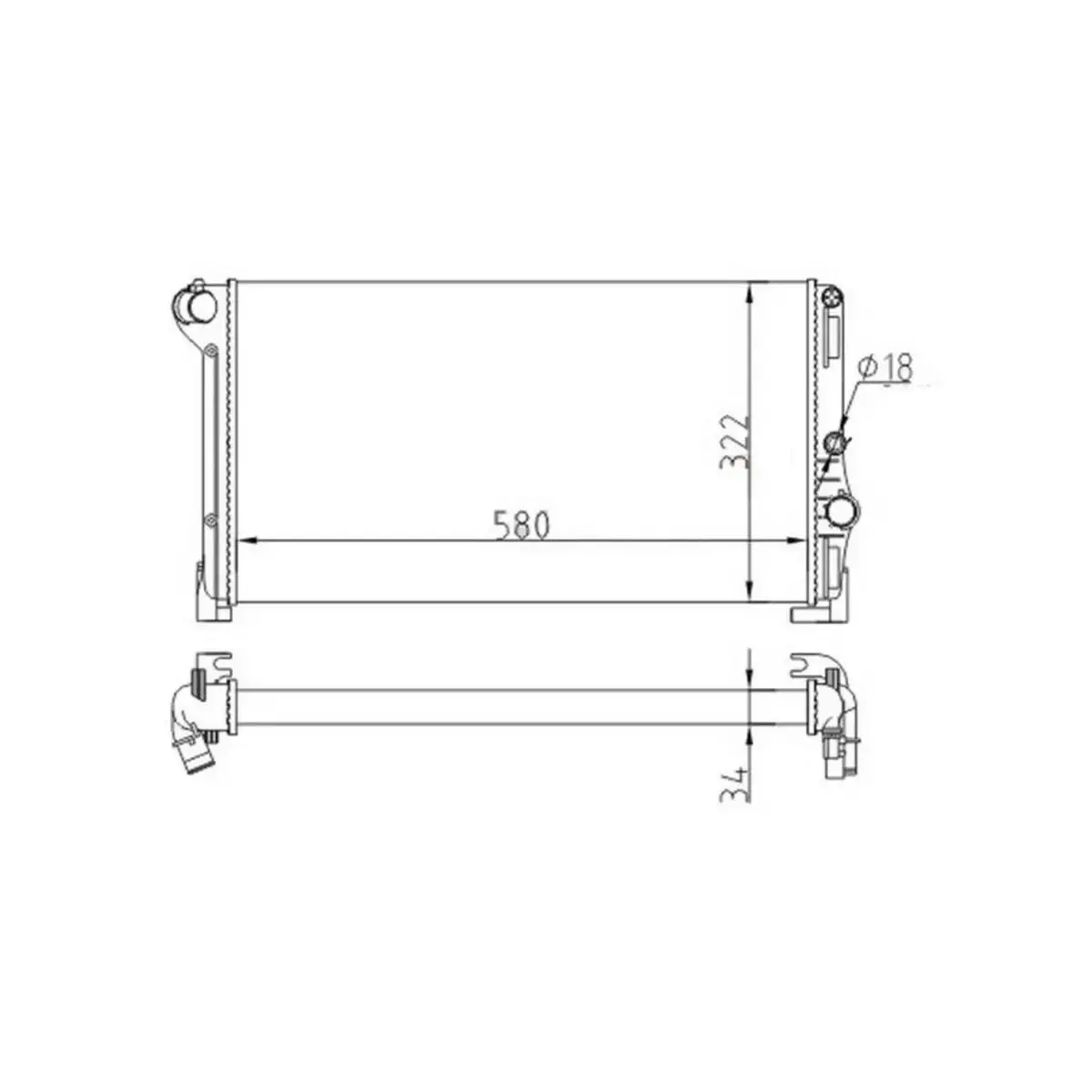 51734092 RADYATOR PUNTO IDEA 44621 MJTD 04> LANCIA Y 1.3MJTD 03> 68806 MT (580×322×34) ORIS