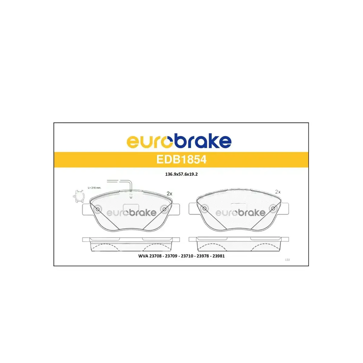 77365468 FREN BALATASI ON 1.3 PUNTO EVO 2009 2012 EUROBRAKE