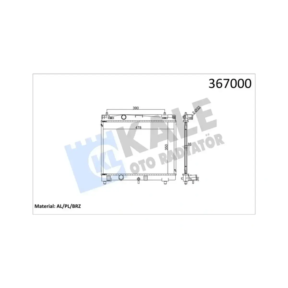 16400-0Q040 RADYATOR YARIS 1.0-1.3 VVTI (05+) (MT) AL PL BRZ KALE