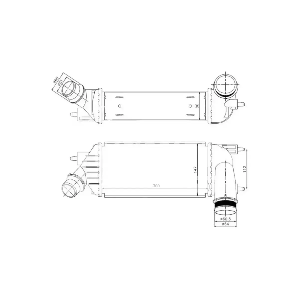 0384P2 TURBO RADYATORU (INTERCOOLER) SCUDO 2.0 JTD 2007> JUMPY 96467 A M (300X147X80) ORIS