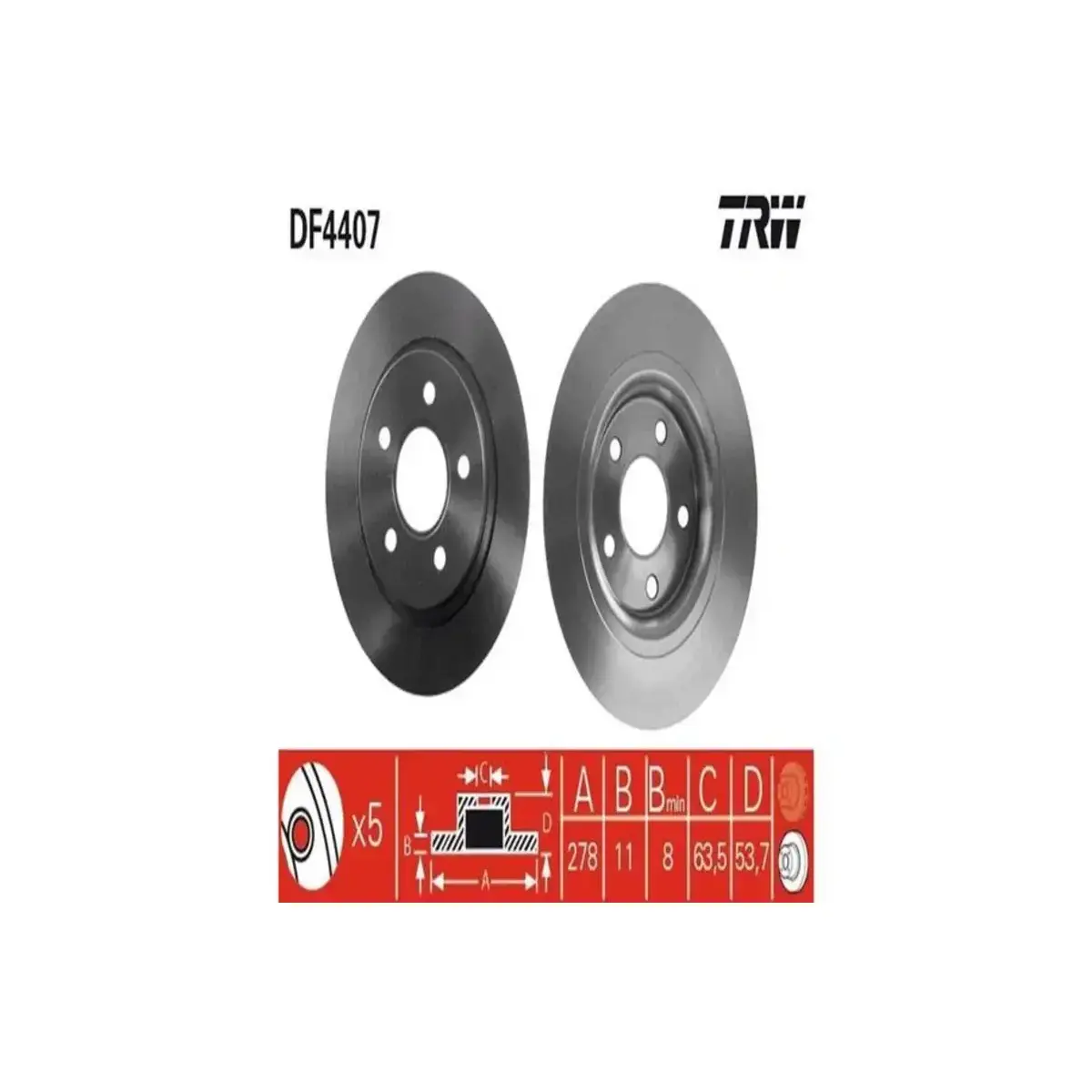 4367107 FREN DISKI ARKA DELIKSIZ TOURNEO CONNECT 2002- TRANSIT CONNECT 2002- TRW