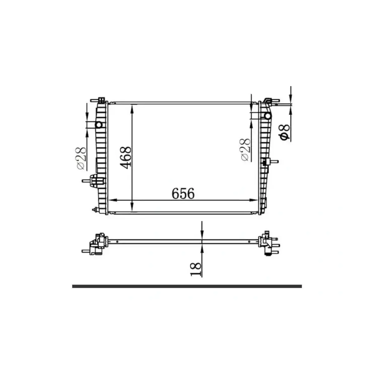 214100067R RADYATOR FLUENCE 1.6 BENZINLI (MEK.) (656x468x18) ORIS