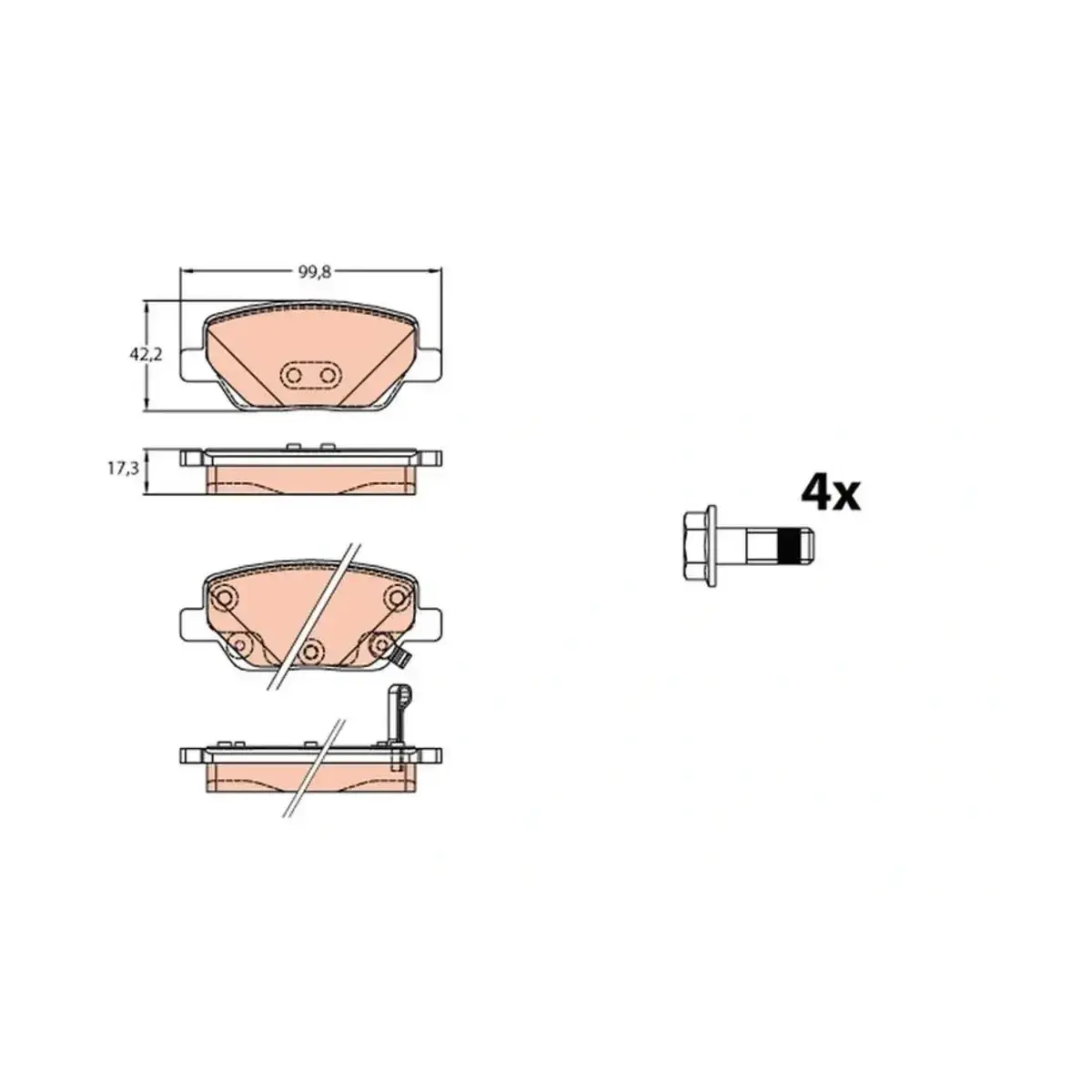 77367717 FREN BALATASI ARKA EGEA 1.3 MULTIJET 1.4 1.6 1.6 MULTIJET 15 => TRW