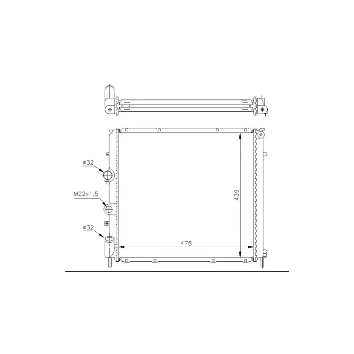7700312858 RADYATOR KANGO 97> 1.9D (KLIMASIZ+MEK) (480x433x34) ORIS