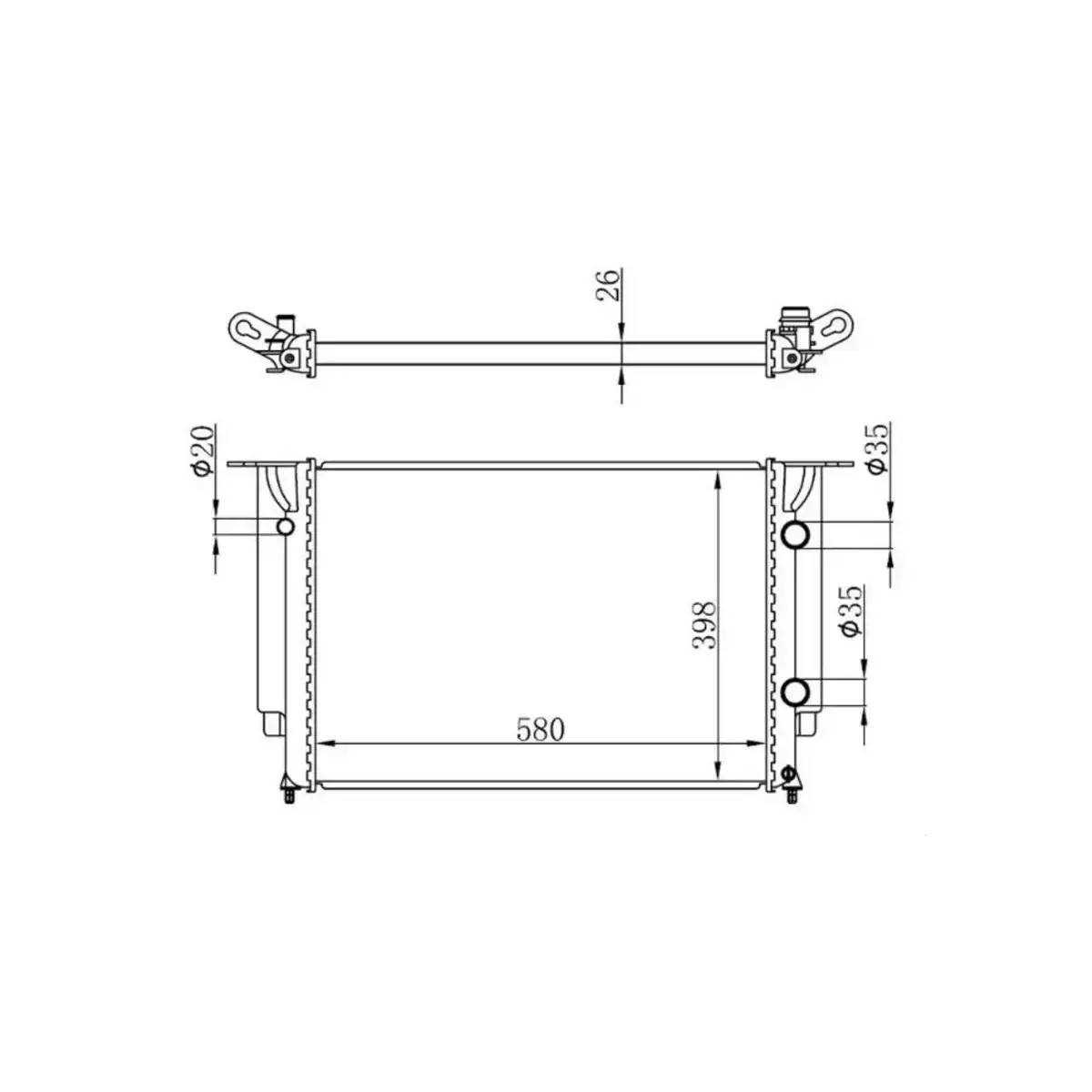 46745809 RADYATOR STILO 1.9 JTD 01> (MEK) (580x398x26) ORIS
