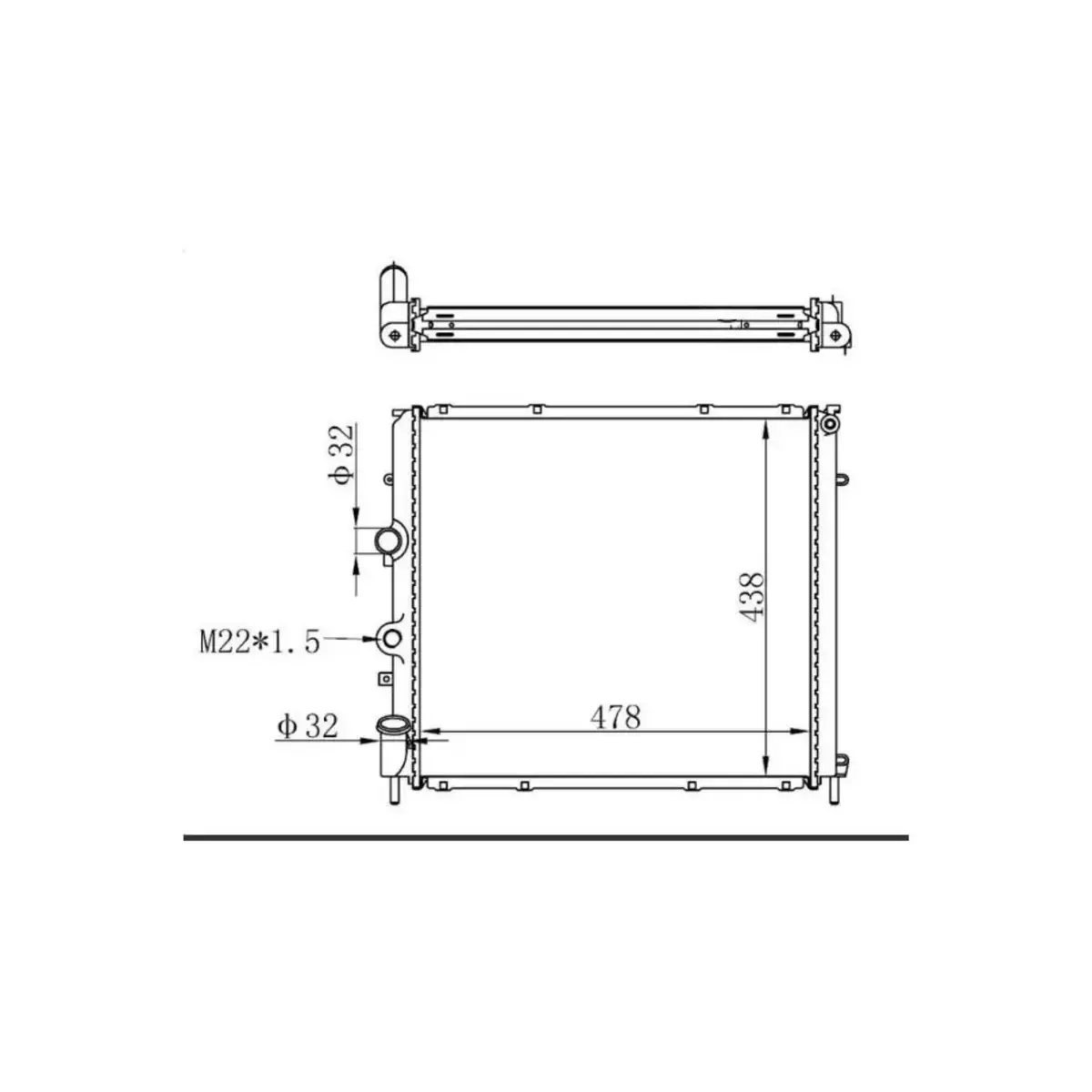 7700312858 RADYATOR KANGO 97> 1.9D (KLIMASIZ+MEK) (478x438x32) ORIS