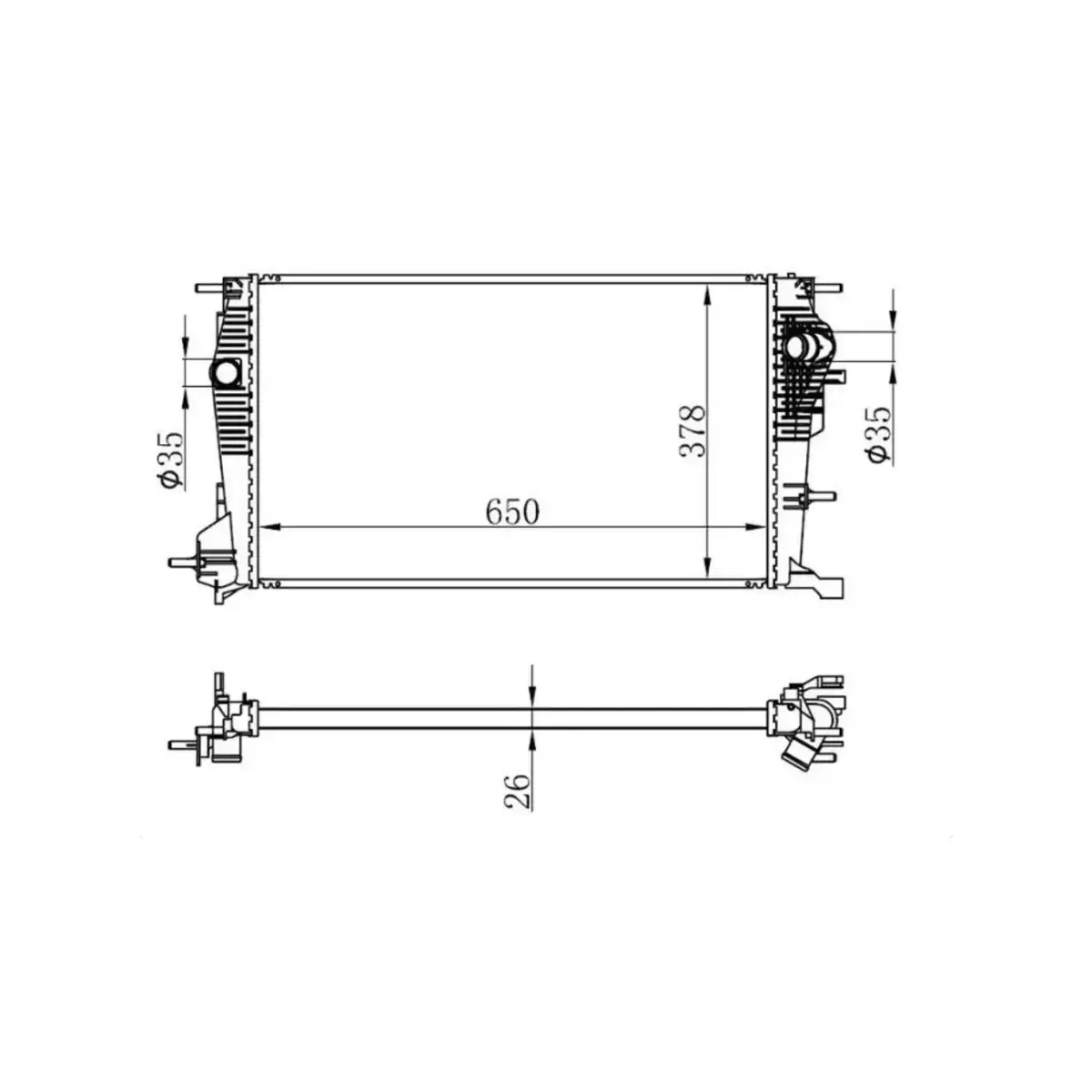 214100016R RADYATOR FLUENCE 2.0I MEGANE III 1.9 2.0DCI 2.0I (MEK) (650x378x26) ORIS