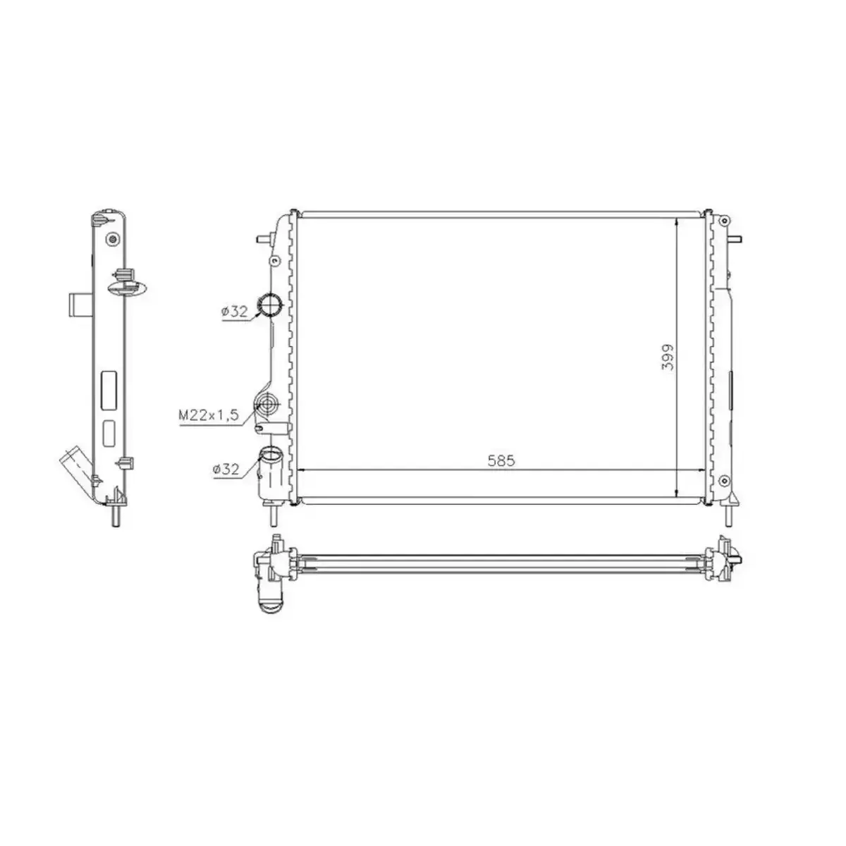 7700425842 RADYATOR MEGANE I SCENIC 1.4 1.6 1.8 2.0 16V (AC+MEK) LOGAN 1.5 DCI (586x415x23) ORIS