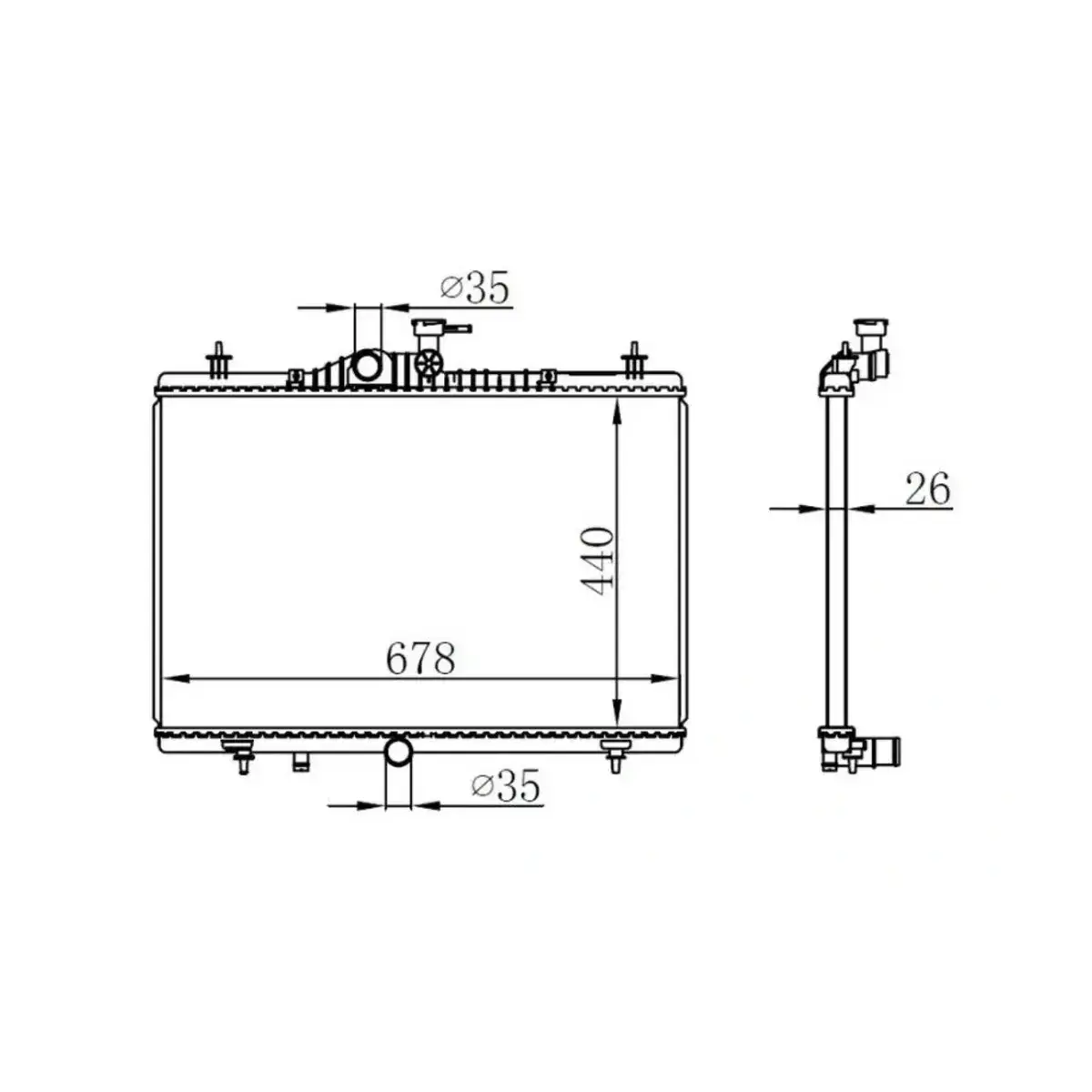 92100JY00A RADYATOR KOLEOS 2.0I 2.5I 08> 637645 MT (440X678X26) ORIS