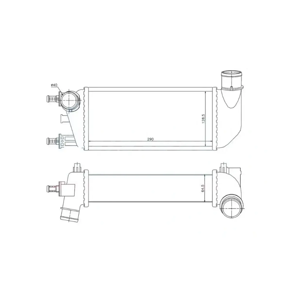 51787495 TURBO RADYATORU (INTERCOOLER) 500 1.3 MJTD 2007> KA 1.3 TDCI 2008> A M (290X129X65) ORIS