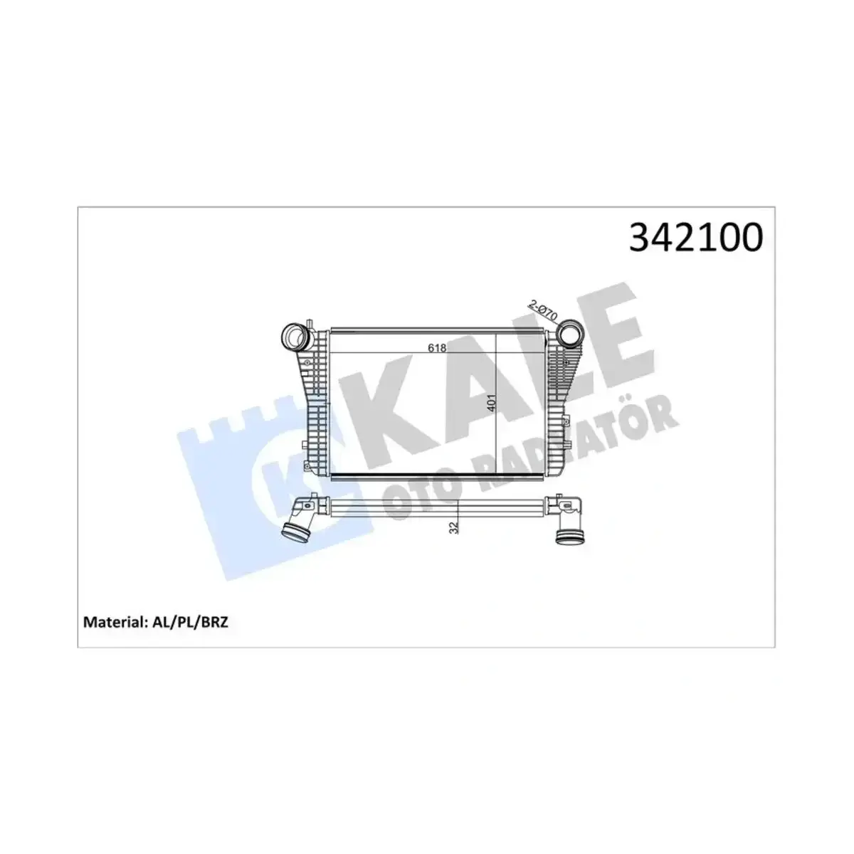 1K0145803 TURBO RADYATORU (617X406X32) GOLF V JETTA TOURAN A3 TT LEON TOLEDO OCTAVIA 1.8 1.9 2.0 AL PR BRZ KALE