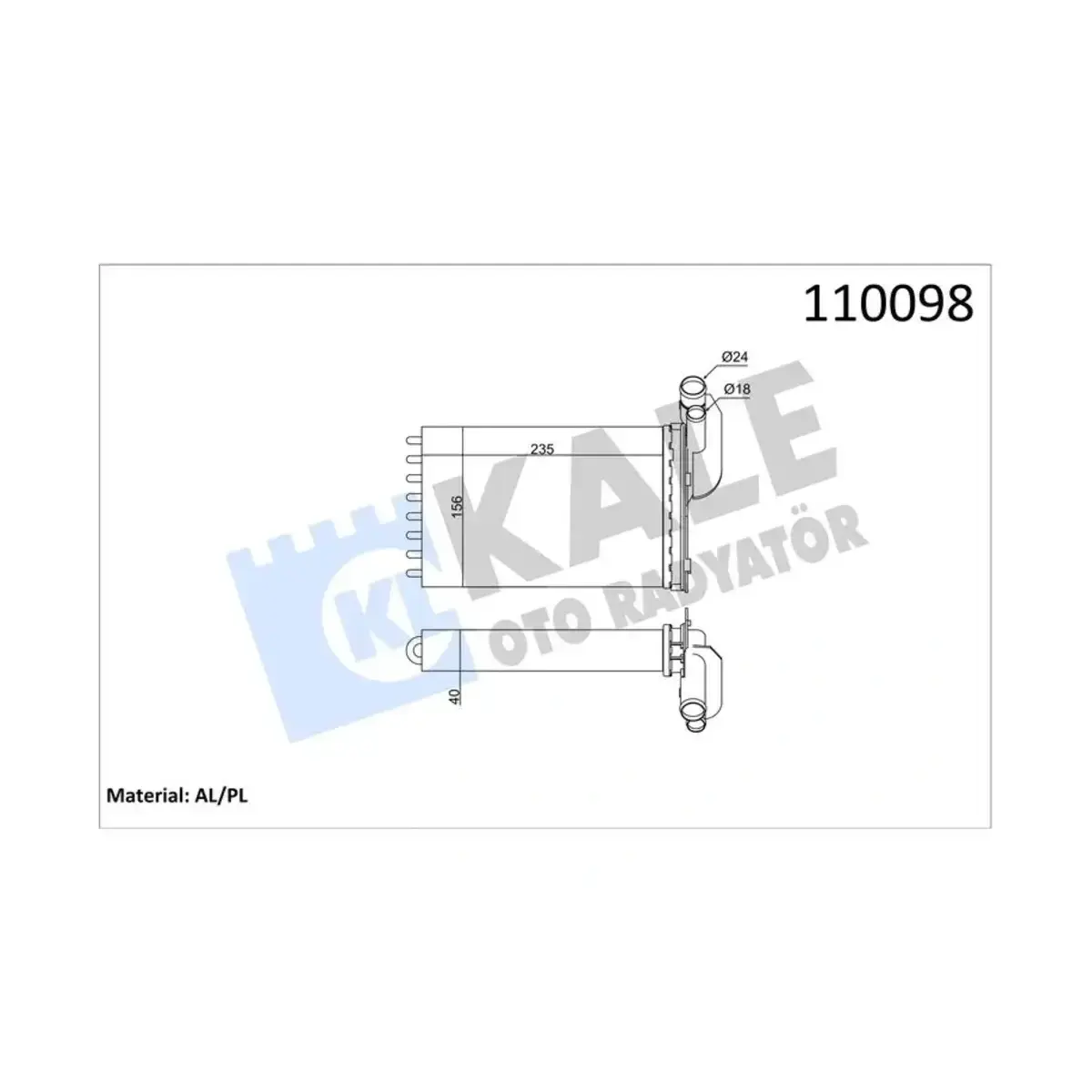 7701033457 KALORIFER R19 CLIO KANGO MEGANE SCENIC (ALUMINYUM BORULU) 2 SIRA AL+PL KALE