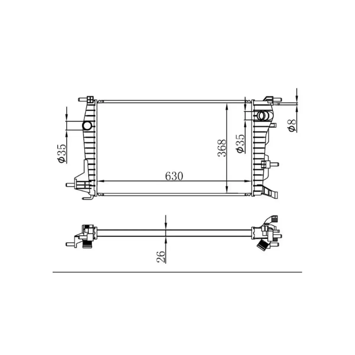 214100068R RADYATOR FLUENCE 1.5 DCI (MEK) (630x368x26) ORIS