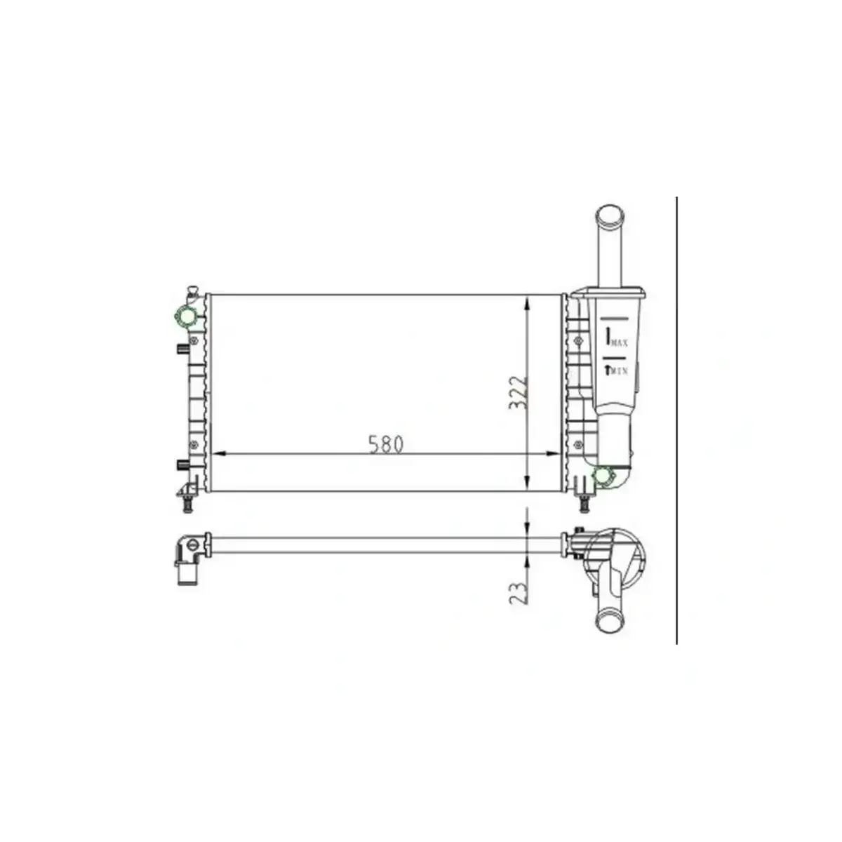 51724183 RADYATOR PUNTO II 1.2I 99> 61888 MT (580×322×23) ORIS