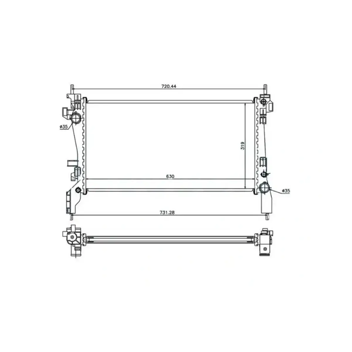 51780659 RADYATOR (MEKANIK) FIORINO 1.3 MTJ 08> (625X359X34) ORIS