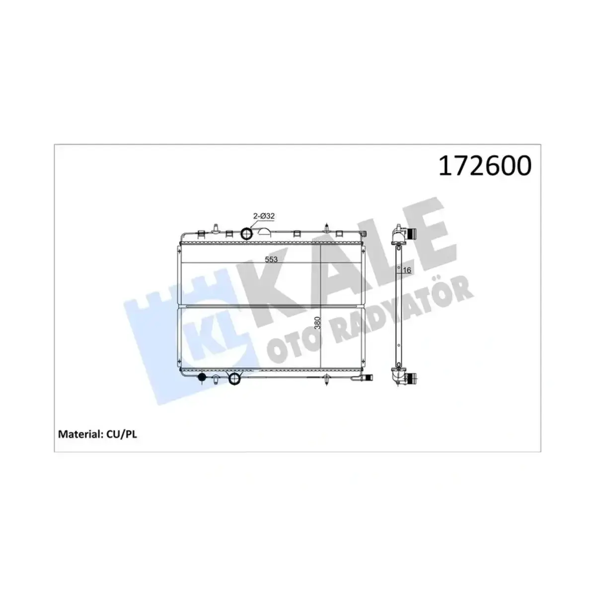 1330.84 RADYATOR P307 XSARA 1.4I 2.0I (MT) 1 SIRA CU+PL KALE