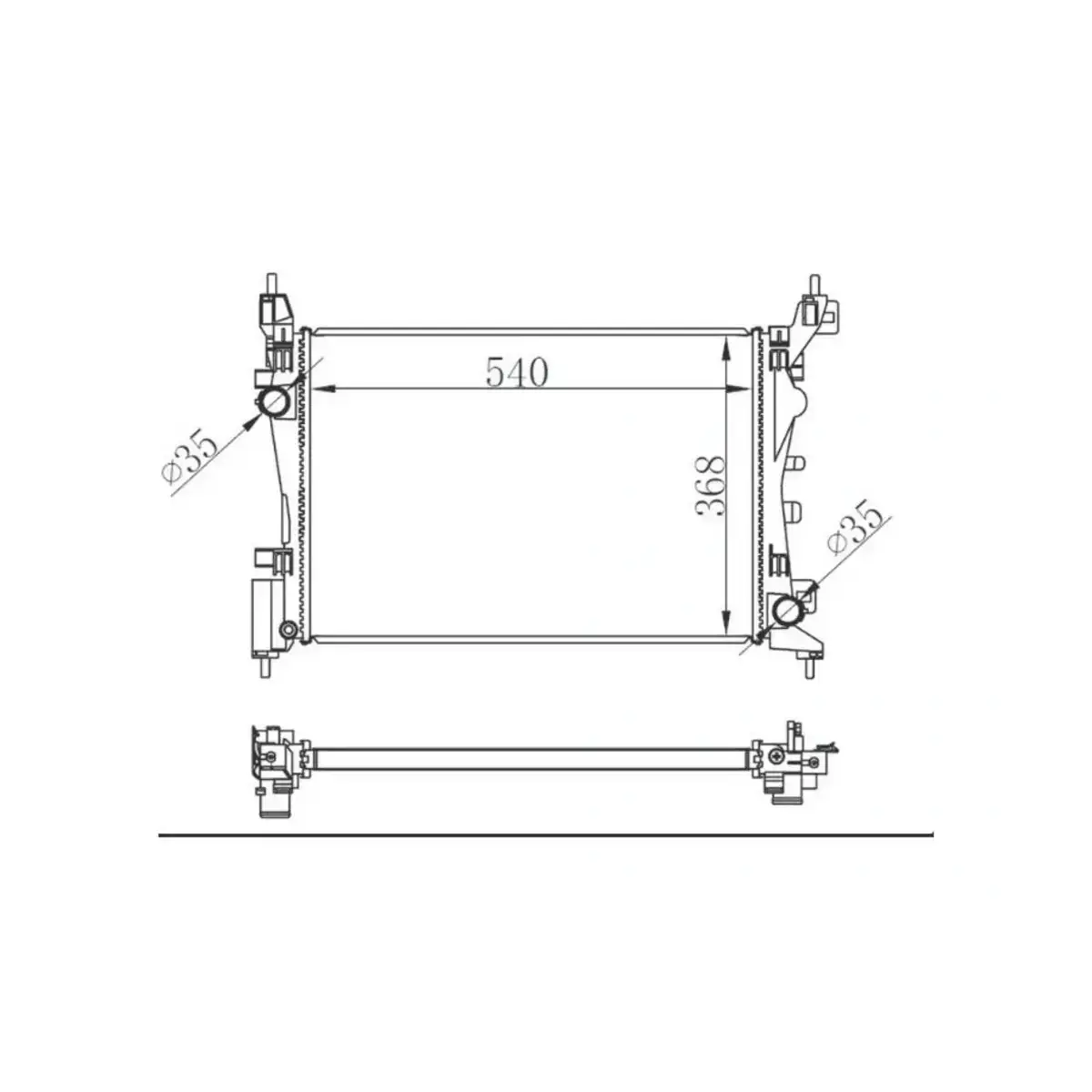 55700447 RADYATOR GRANDE PUNTO 1.2 1.4 1.4 16V 05>(AC+KLIMALI+MEK+OTOM) (540x378x23) ORIS