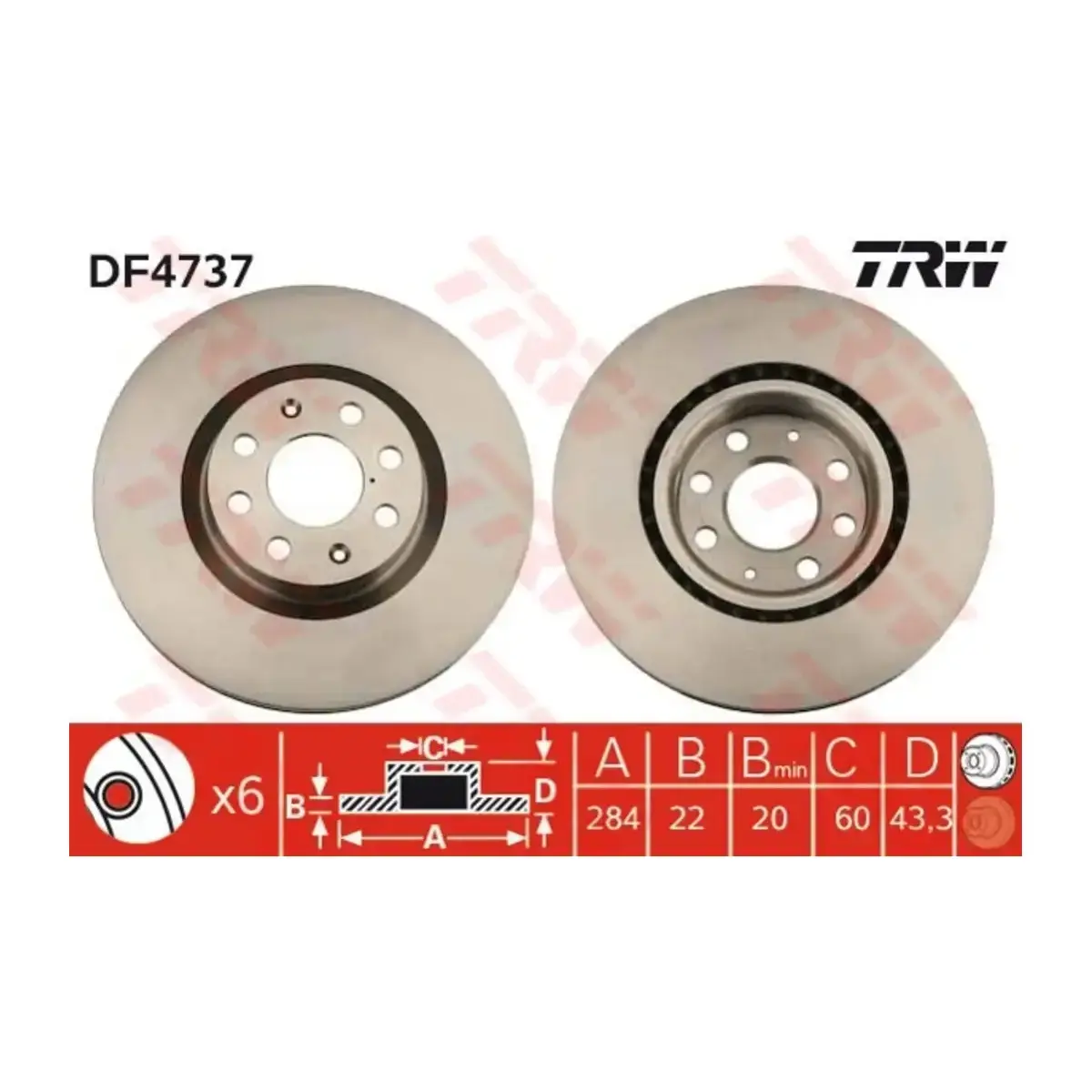 55700923 FREN DISKI ON HAVALI CORSA D 07> CORSA E 14> ADAM 13> PUNTO EVO-GRANDE PUNTO 05> (284x22x6DL) 15 JAN TRW 55700923 FREN DISKI ON HAVALI CORSA D 07> CORSA E 14> ADAM 13> PUNTO EVO-GRANDE PUNTO 05> (284x22x6DL) 15 JAN TRW