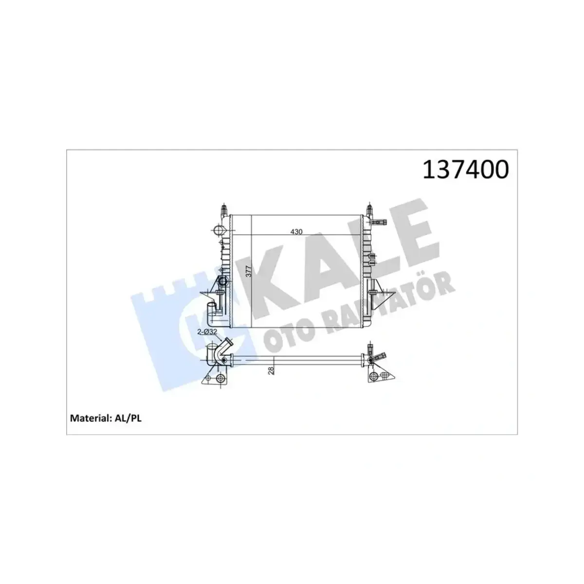 7701352365 RADYATOR TWINGO 1.2 I ( 2 SIRA AL+PL ) KLIMASIZ 2 SIRA AL+PL KALE