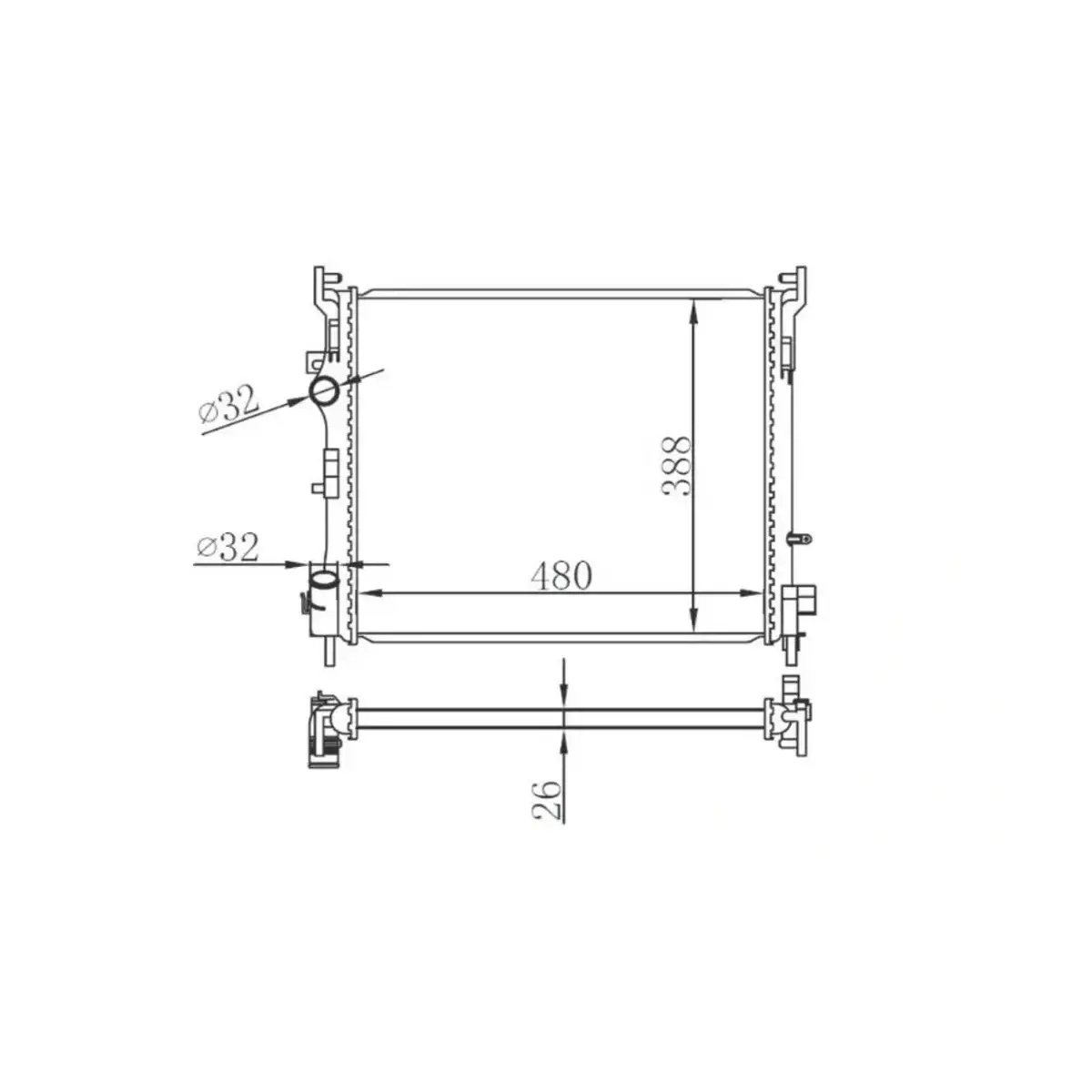 8200245596 RADYATOR CLIO II SYMBOL II 1.5DCI (AC+MEK) (488x388x26) ORIS