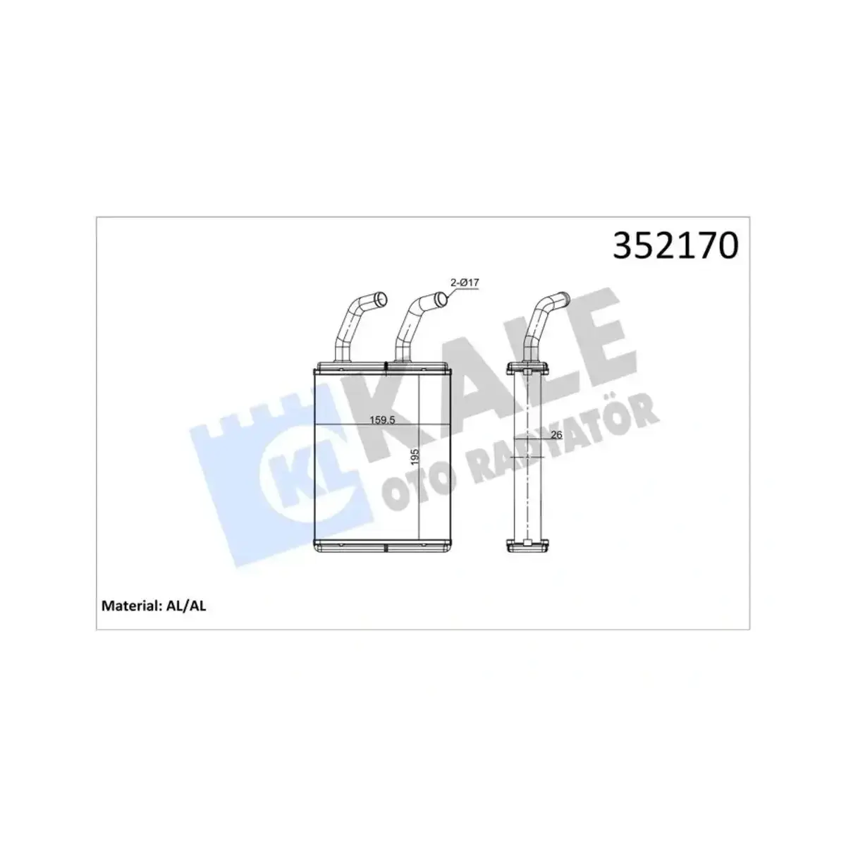 0K72B61A10 KALORIFER PREGIO 2.5 TCI 97=>04 AL PL BRZ KALE