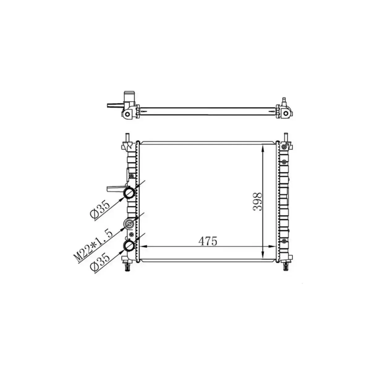 46525657 RADYATOR BRAVO BRAVA MAREA 1.2I 1.4I 1.6I 96> (MEK.) (475x395x22) ORIS