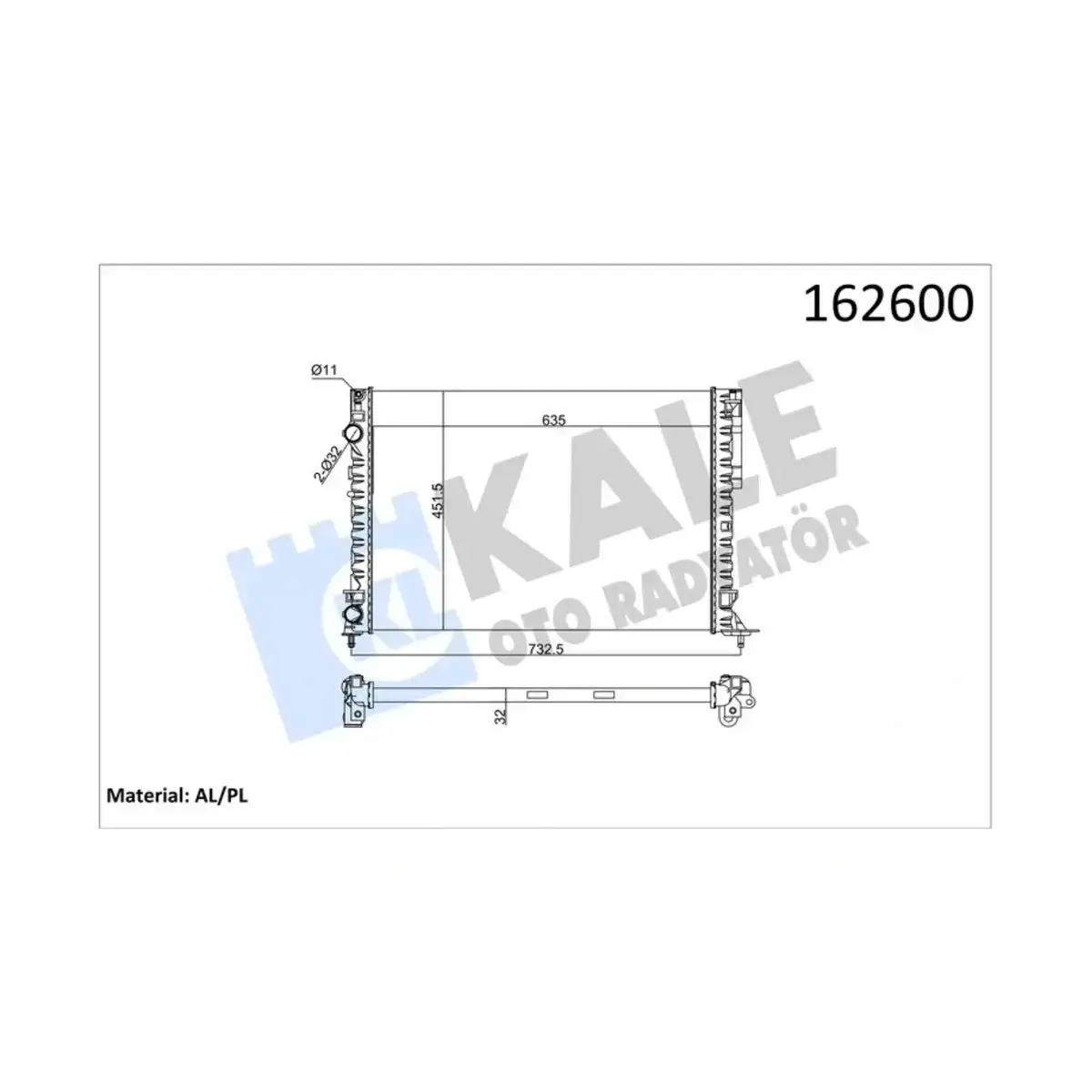 7701499798 RADYATOR LAGUNA (97 01) ESPACE III (99 02) 1.6 1.8 2.0 1.9D KLIMALI 2 SIRA AL+PL KALE