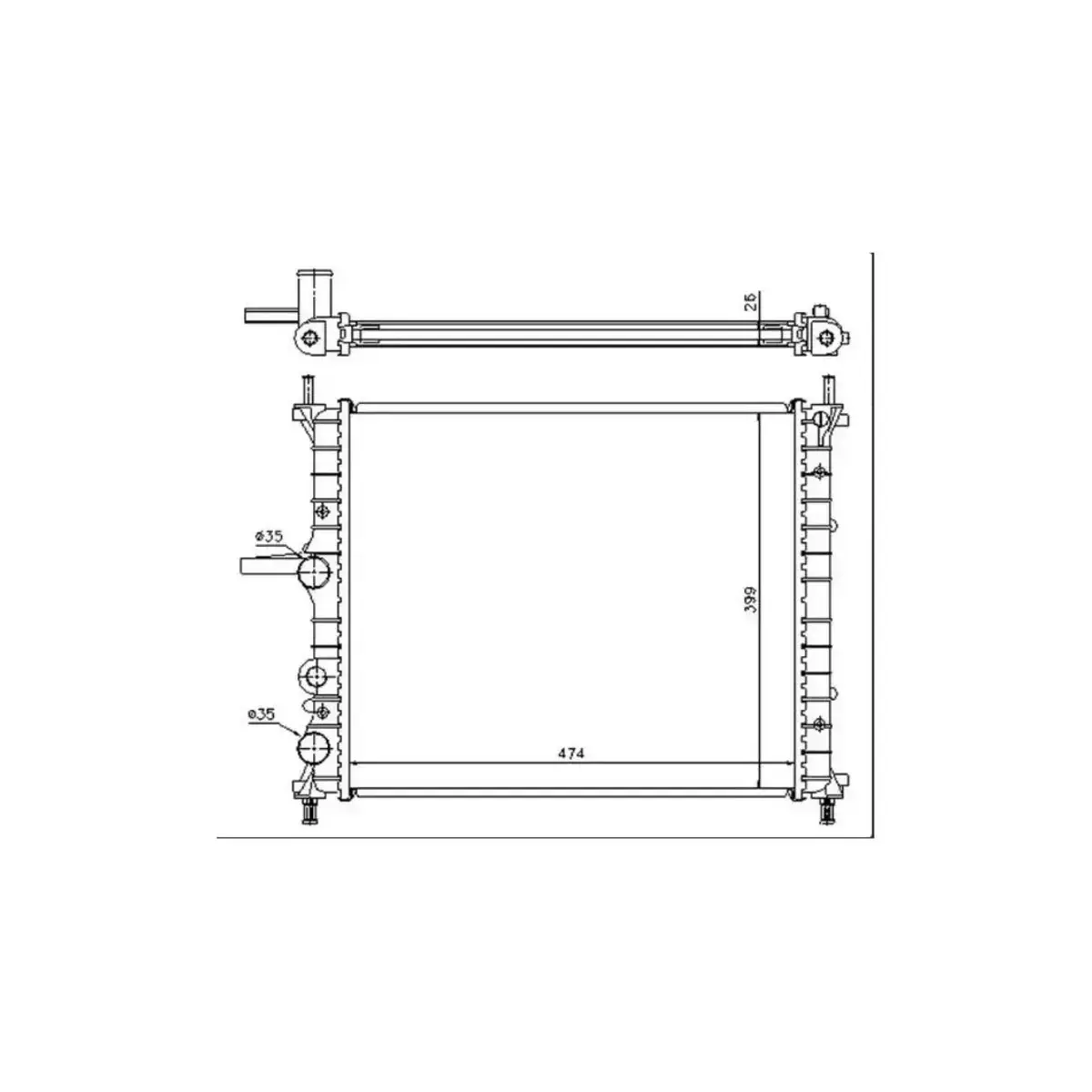 46525657 RADYATOR BRAVO BRAVA MAREA 1.2 1.4 1.6 6V (AC+MEK) (480x415x23) (ALUMINYUM) ORIS