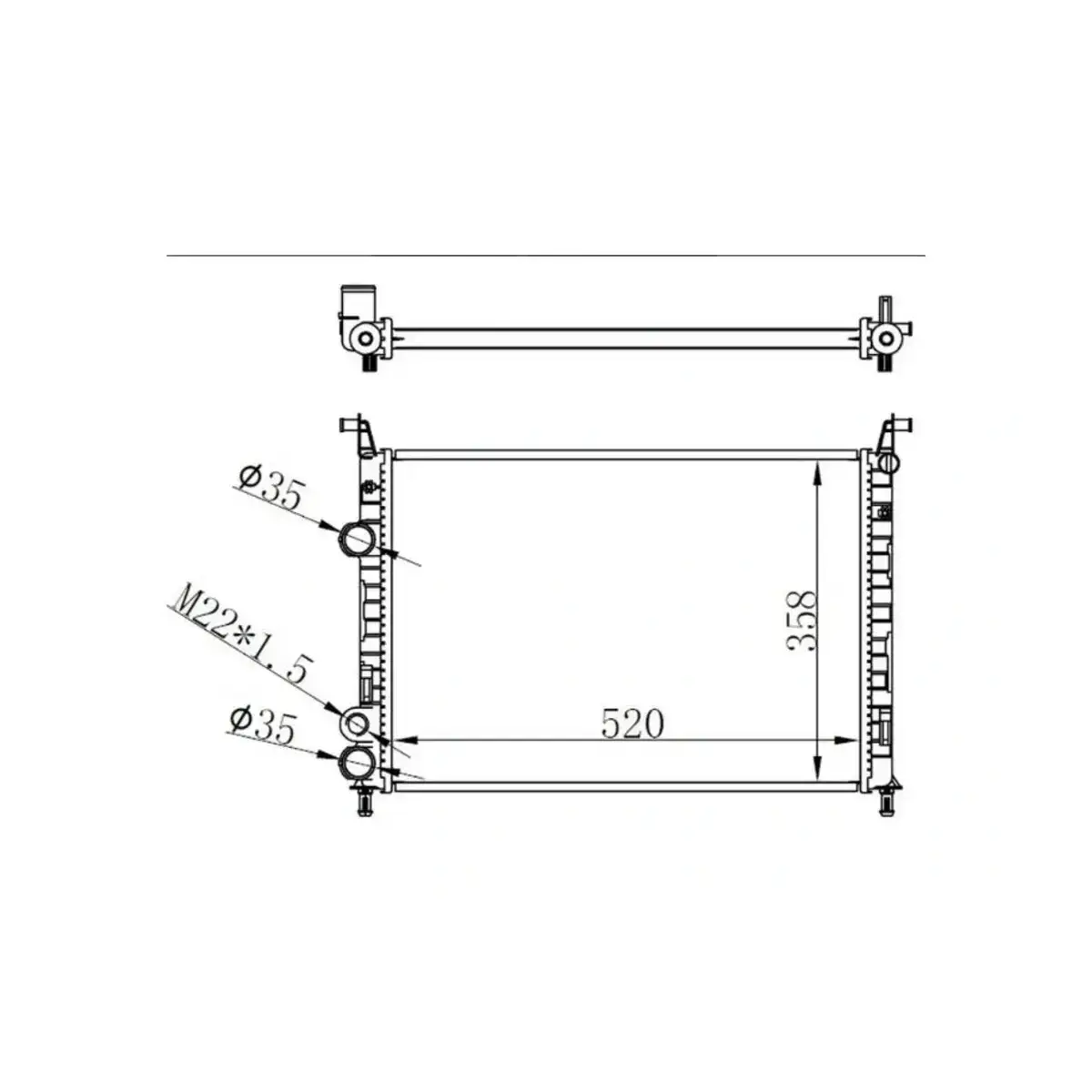 51791365 RADYATOR PALIO 1.2 1.4I 05> (AC+ ) (MEK) (520x358x22) ORIS
