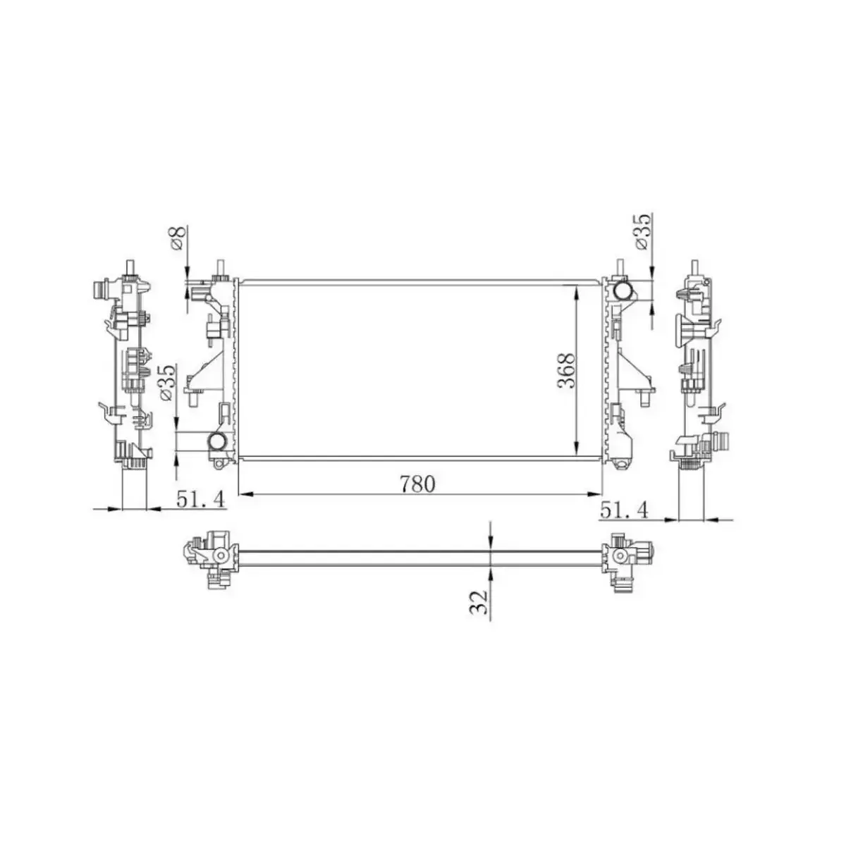 1340359080 RADYATOR DUCATO 2.0JTD 2.2JTD 3.0JTD 6 63555A MT (780X368X32) ORIS