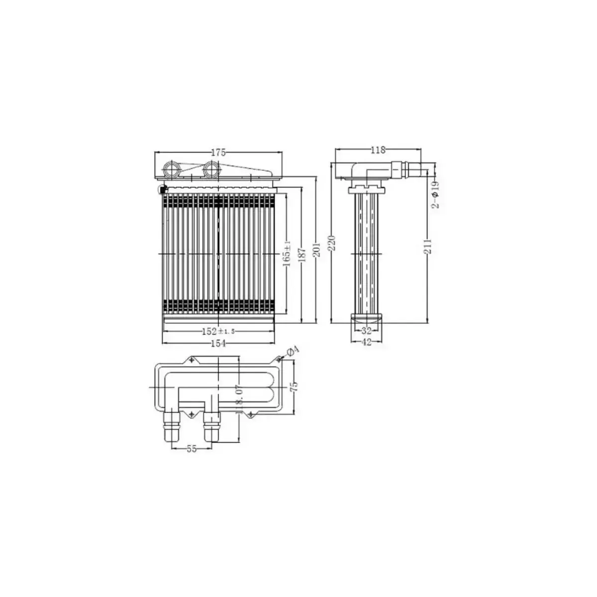 77010765763 KALORIFER RADYATORU TRAFIC 2.0 DCI 01> (165X152X32) (OTO. MEK.) ORIS
