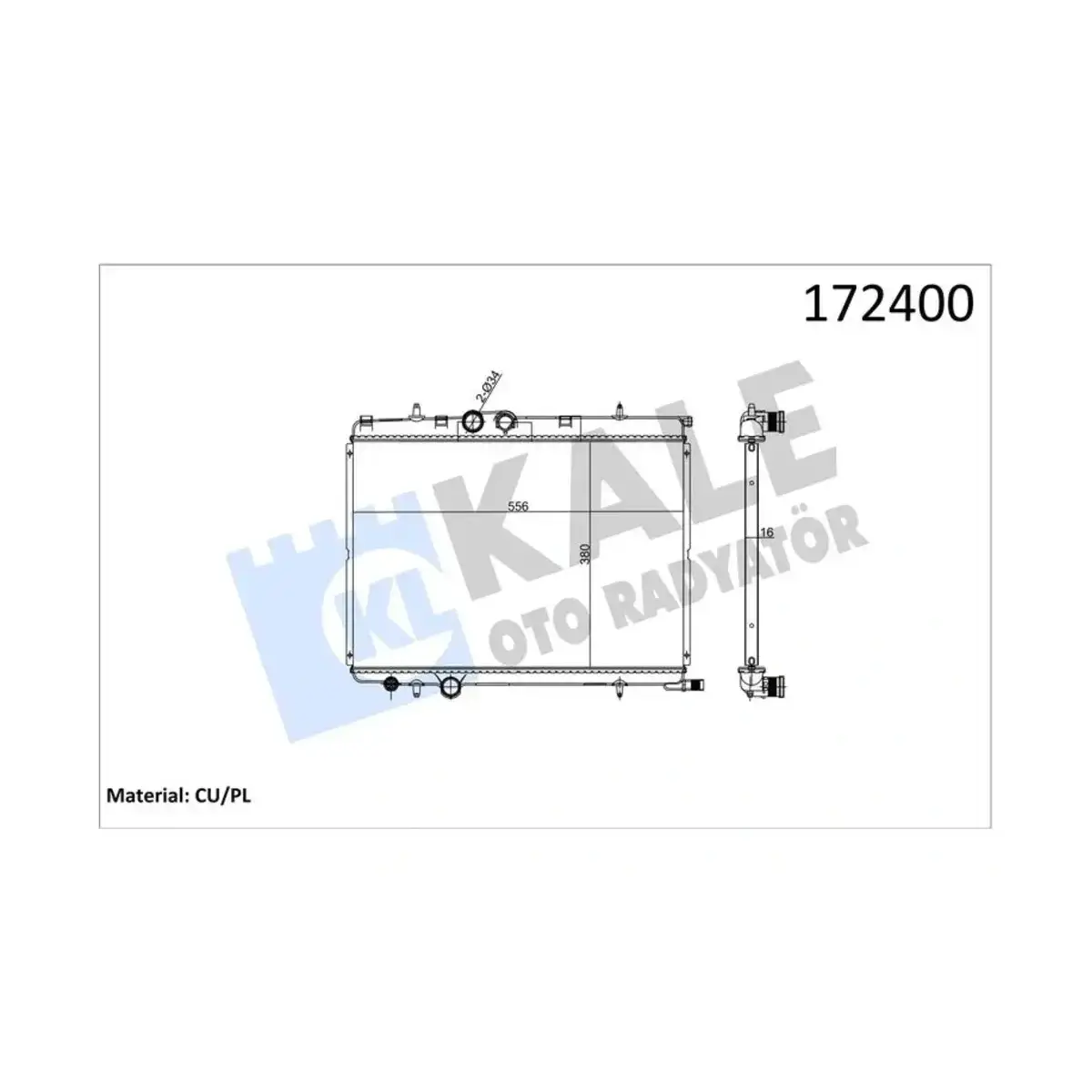 1330.69 RADYATOR XSARA 1.6I 1.8I 1 SIRA CU+PL KALE