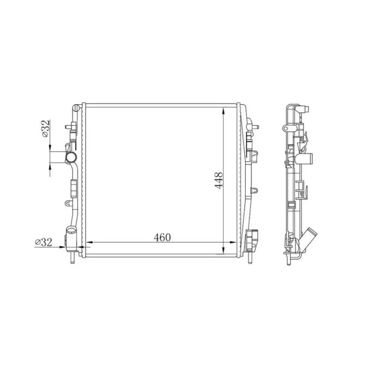 8200240818 RADYATOR KANGO 01> 1.5DCI (K9K) (AC+KLIMASIZ+MEK) (460x448x26) ORIS