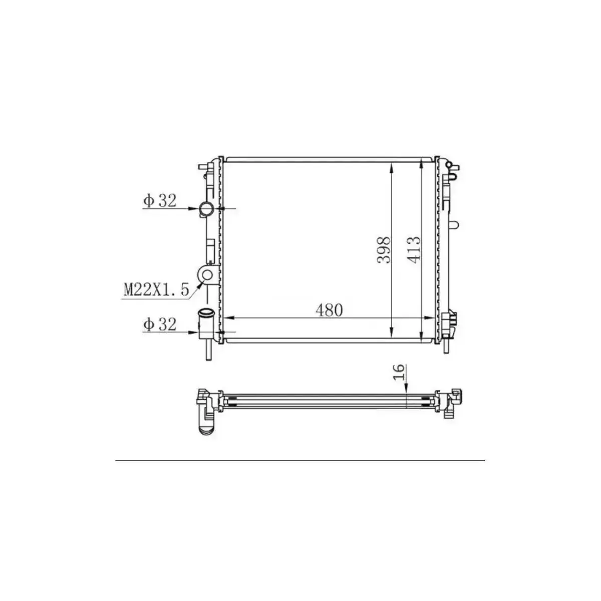 7700428082 SU RADYATORU BRAZING (KALIN TIP) RENAULT CLİO 1.2-1.4 KANGO 1.5 SYMBOL (480X388X26) (MEK.) ORIS