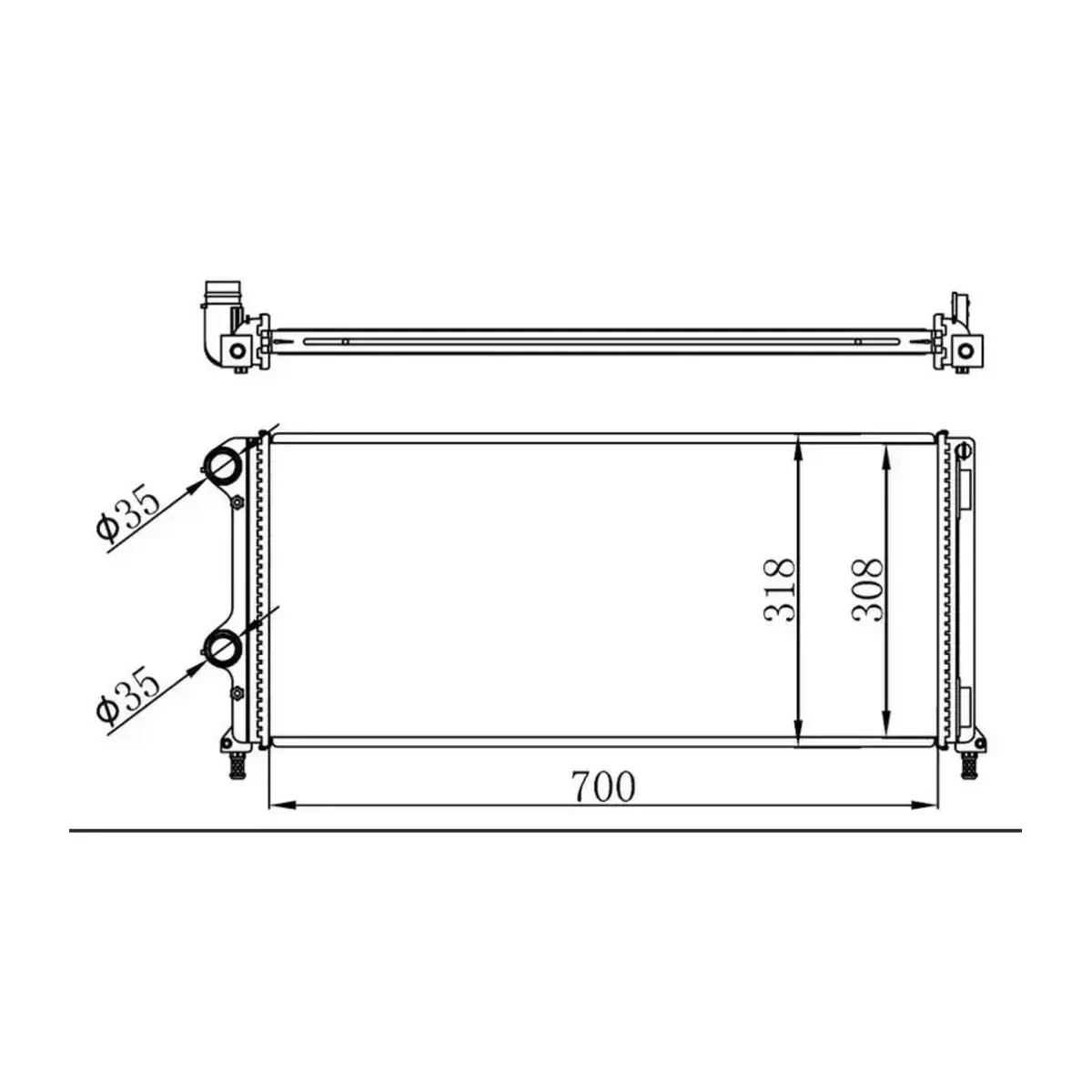 46807378 RADYATOR DOBLO 1.9 JTD 1.3MTJ (MEK+AC+KLIMASIZ) (700x305x38) 46807378 ORIS