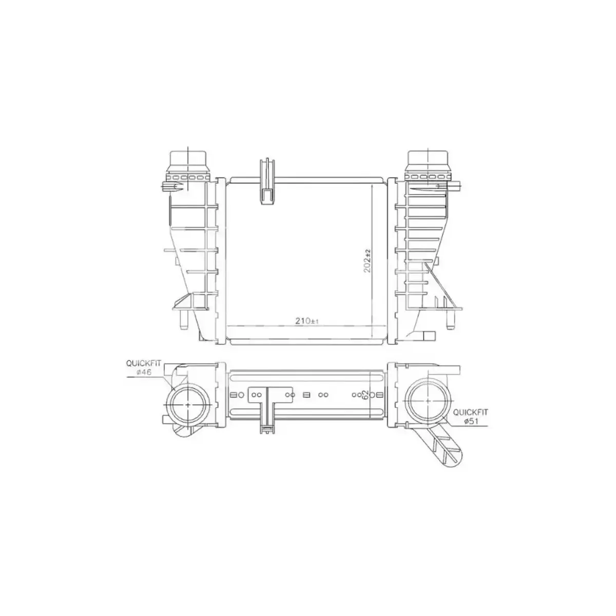 144619U20A TURBO RADYATORU (INTERCOOLER) MT (210X202X64) CLIO III 05> MODUS 1.5DCI 04>NOTE 06>1.5DCI 96363 ORIS