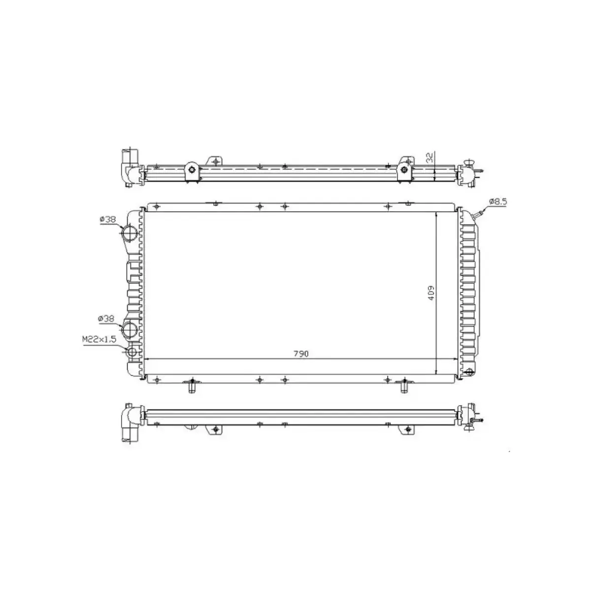 1301N0 RADYATOR BOXER DUCATO JUMPER (97 02) 1.9D 2.5D 2.8HDI (AC+MEK) (790x415x34) ORIS
