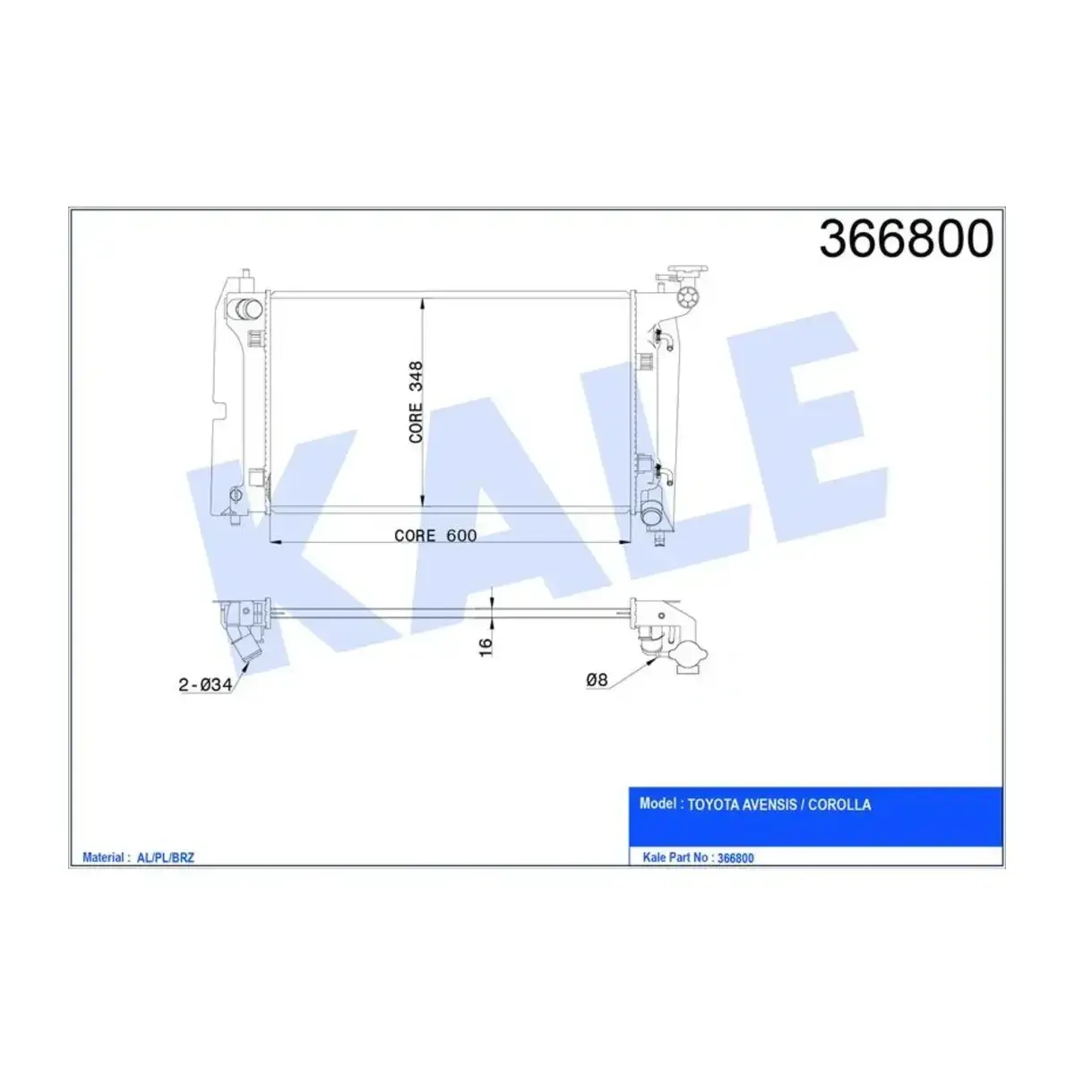 16400-0D220 RADYATOR AVENSIS-COROLLA (01+) (AT) AL PL BRZ KALE