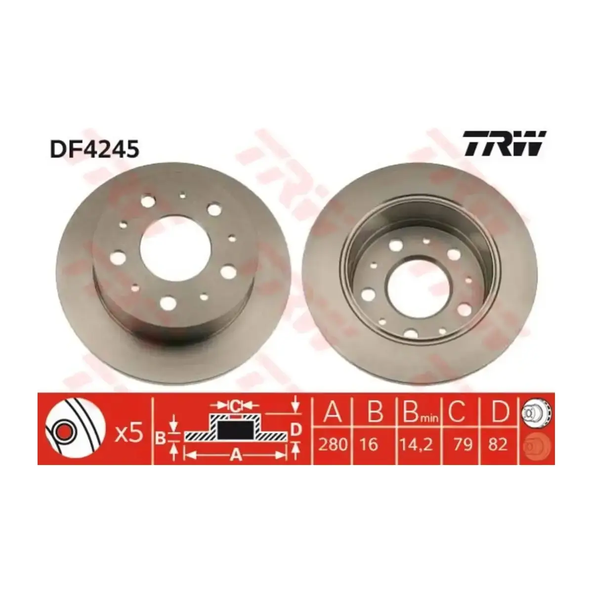 4246Z1 FREN DISKI ARKA DELIKSIZ DUCATO 06>BOXER 06>JUMPER 06> 2.0 HDI 2.2HDI-3.0HDI (280x16x5DL) TRW