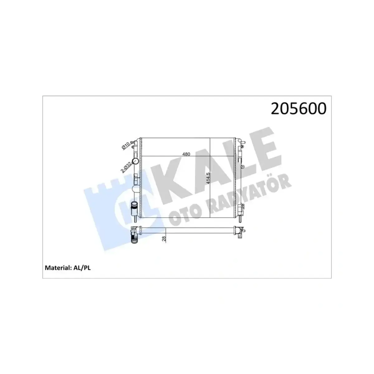 7700428082 SU RADYATORU CLIO II-KANGO-LOGAN1.5 DCI-1.6 16V-1.9 DTI-K4M(AC+KLİMASIZ+MEK)(480x414.5x23)(2SIRA AL+PL KALE